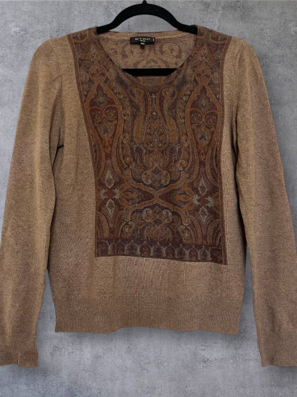 Etro Milano 100% Cashmere Paisley Panel Sweater
